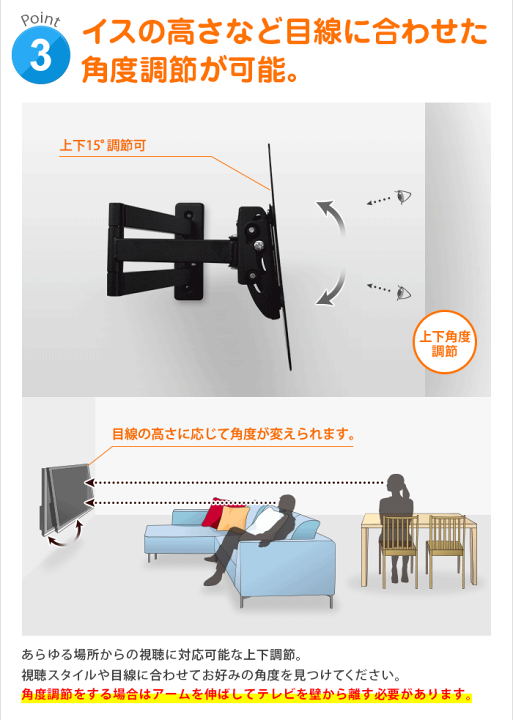 テレビ壁掛けアーム 楽天市場】【ポイント2倍アップ中】 テレビ 壁掛け 金具 アーム