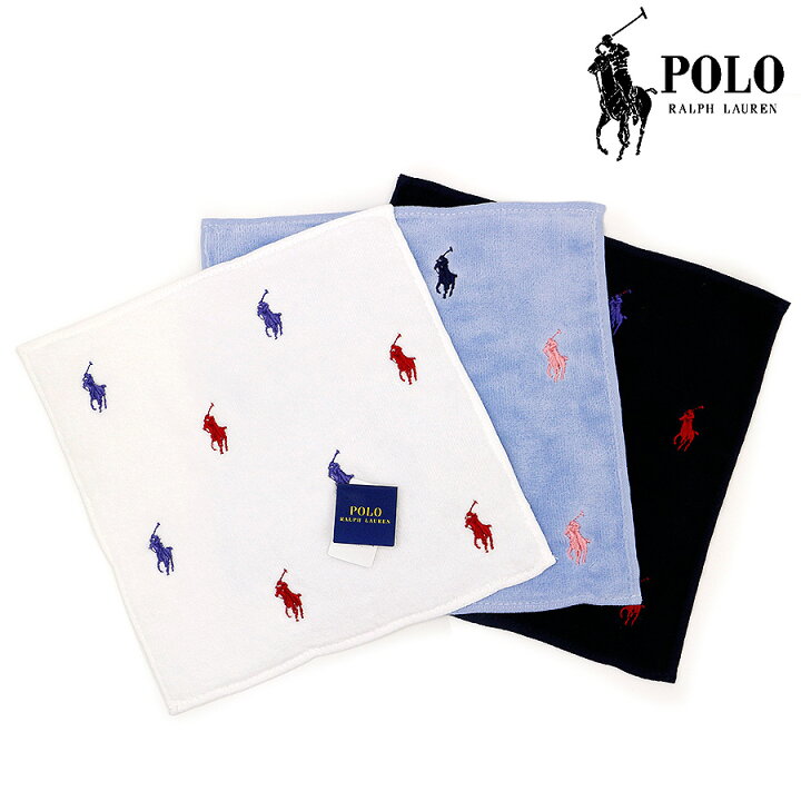 RalphLauren ラルフローレン タオルハンカチ 白 ストライプ 厚手