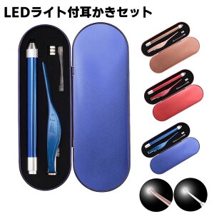 光る耳かき 2点セット LED ライト付き ピンセット みみかき 照明付き 耳掃除 介護耳かき 便利グッズ 子ども用 電気 プレゼント かわいい 子育て