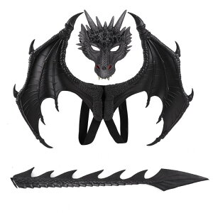 コスプレ小道具 3点セット 龍 翼竜 dragon ドラゴンお面 翼 3D 立体 仮面 マスク 仮装 ハロウィン ハロウィン飾り コスプレ 小道具 仮装 男の子 悪魔 おもちゃ 男の子 女の子