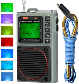 ラジオ小型防災 Bluetoothスピーカー MicroSDカード対応 FM/中波/短波/VHF/ワイドFM 懐中電灯 SOSアラーム ラジオ録音/7種類のバックライト色/USB-C充電式 ZWS-787