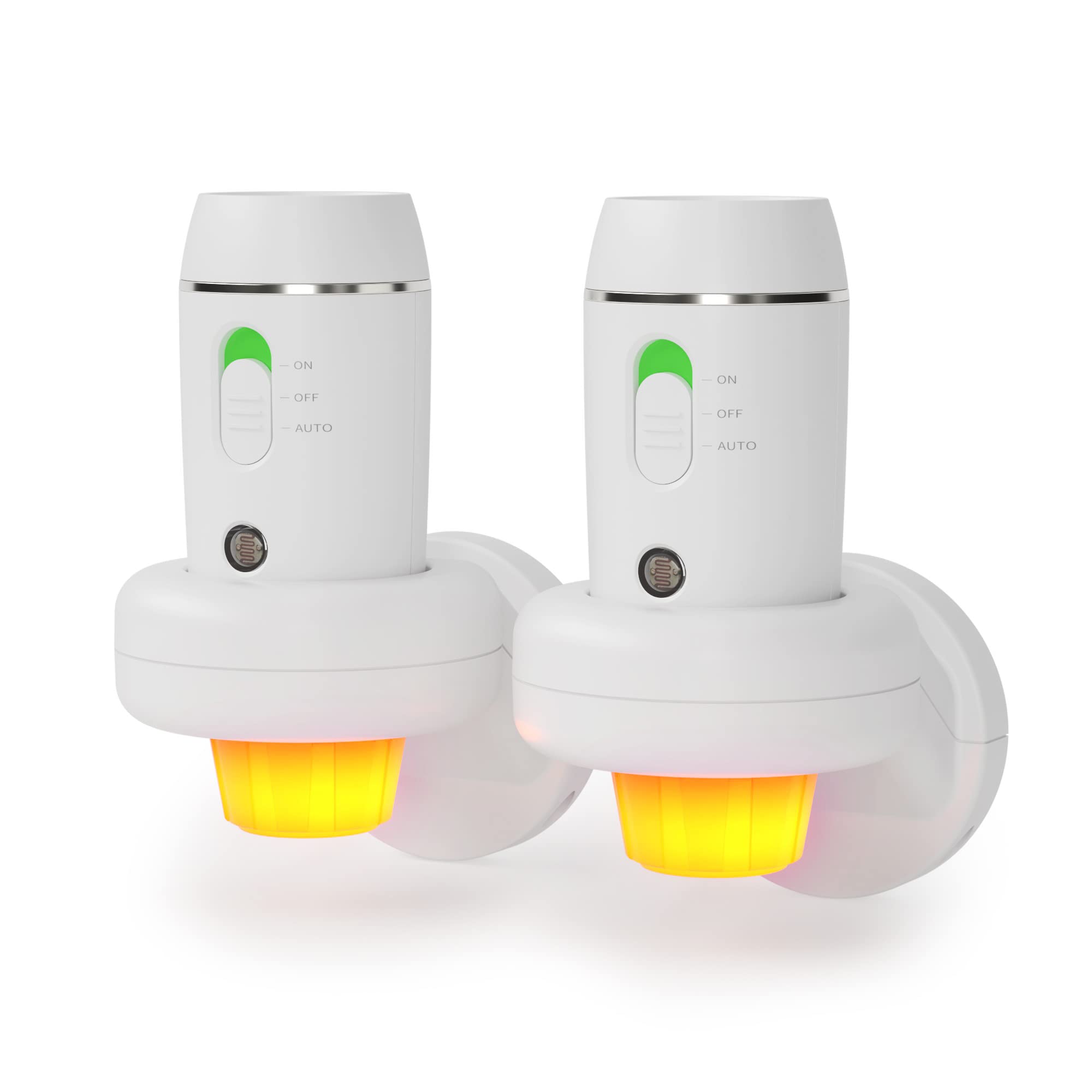 緊急LED懐中電灯、3-in-1充電式停電ライト、家庭用多機能ポータブル自動ハンドヘルドライト、緊急事態用照明センサー常夜灯、2パック