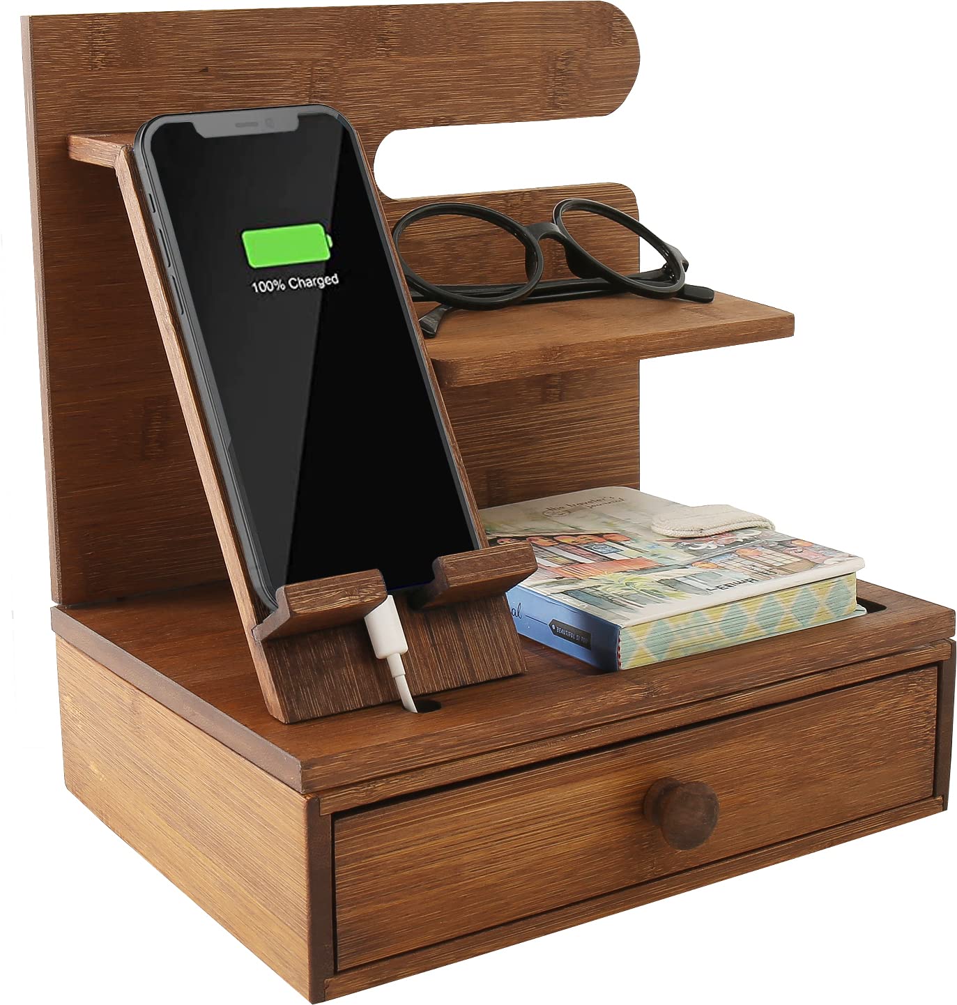 楽天市場】デスクオーガナイザー 木製スマホスタンド 木製携帯スタンド