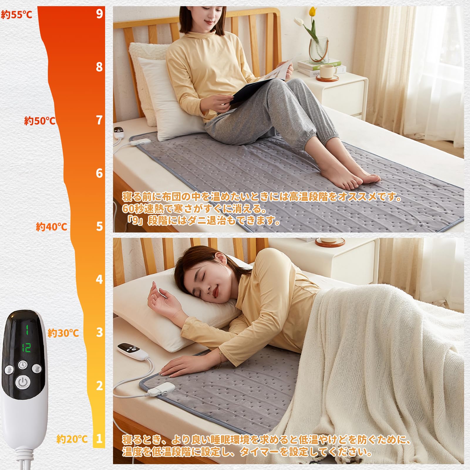 電気毛布 電熱毛布 毛布 マイクロファイバー フランネル 暖房 暖房器具