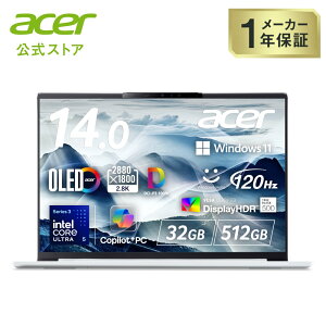 Acer �m�[�g�p�\�R�� Swift Go 14 AI Windows 11 �C���e�� Core Ultra 5 338H 2.8K 16:10 120Hz 32GB������ 512GB SSD 14�C���` SFG14-I71-N53Y