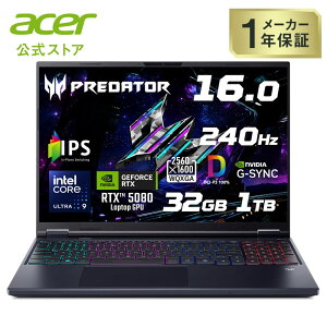 Acer�Q�[�~���O�m�[�g�p�\�R�� Predator Helios Neo 16 AI Windows 11 Home Core Ultra 9 290HX Plus RTX 5080 IPS ����� WQXGA 240Hz 3ms G-SYNC DCI-P3 100% 32GB������ 1TB SSD PHN16-I71-N93Z58/E