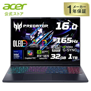 Acer �Q�[�~���O�m�[�g�p�\�R�� Predator Helios Neo 16S AI Windows 11 Home Core Ultra 7 356H RTX 5070 32GB�������[ 1TB SSD 16�C���` OLED WQXGA DCI-P3 100�� Calman 165Hz Copilot�{PC PHN16S-I51-N73Z57