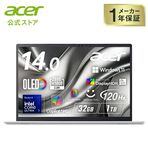 Acer �m�[�g�p�\�R�� Swift Edge 14 AI Windows 11 Home �C���e�� Core Ultra 7 355 OLED ���� 2.8K 16:10 120Hz 32GB�������[ 1TB SSD 14�C���` �I�[�����z���C�g SFE14-I51-N73Z