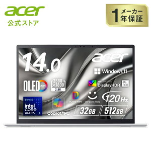Acer �m�[�g�p�\�R�� Swift Edge 14 AI Windows 11 Home �C���e�� Core Ultra 5 325 OLED ���� 2.8K 16:10 120Hz 32GB�������[ 512GB SSD 14�C���` �I�[�����z���C�g SFE14-I51-N53Y