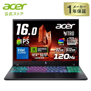 Acer �Q�[�~���O�m�[�g�p�\�R�� Nitro V 16 Windows 11 Home Core 7 240H RTX 5070 32GB�������[ 512GB SSD 16�C���` WUXGA 16:10 IPS 120Hz ANV16-I31-A73Y57