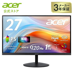 Acer j^[ 27C` WQHD 16:9 IPS  NTSC 72% 1ms(VRB) 120Hz Adaptive-Sync HDR10 Xs[J[ wbhz[q [t[ ^fUC HDMI 2.0 DisplayPort v1.2 6J[ SA272UG0bmiipx