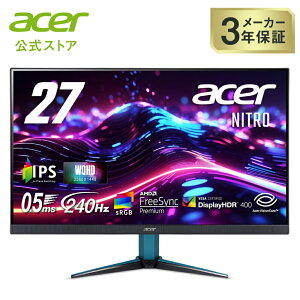 Acer Nitro �Q�[�~���O���j�^�[ 27�C���` WQHD �L����p IPS ����� 240Hz 0.5ms(GTG) AMD FreeSync Premium sRGB 99% HDR400 �u���[���C�g�V�[���h HDMI 2.0 DisplayPort v1.4 �X�s�[�J�[�E�w�b�h�t�H���[�q VESA�}�E���g��