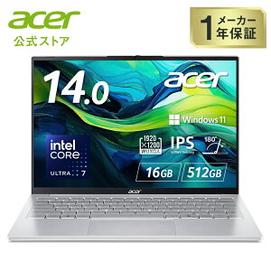Acer m[gp\R Swift Lite 14 AI Core Ultra 7 16GB[ 512GB SSD 14C` WUXGA 16:10 IPSpl 990g 9ԋ쓮 tHD WebJ XChJo[t WiFi 6Ή {L[{[h CopilotL[ CgV