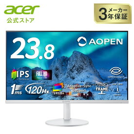 acer 公式ストア モニター 23.8インチ フルHD(1920×1080) AOPEN IPS 非光沢 　ゲーミングモニター 120Hz 1ms(TVR) sRGB 99% Adaptive-Sync HDMI 1.4 ミニD-Sub 15ピン スピーカー内蔵 VESAマウント対応 24SB3YG0wmix