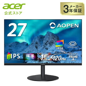 AOPEN モニター 27インチ ワイド フルHD 非光沢 IPS 120Hz 1ms(TVR) sRGB 99% AdaptiveSync HDMI 1.4 ミニD-Sub 15ピン VESAマウント対応 ゼロフレームデザイン 超薄型 27SB3G0bi