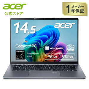 Acer m[gp\R Swift Go 14 AI Snapdragon X Plus 16GB[ 512 SSD 14.5C` WUXGA IPS  Windows 11 1.34kg 28ԋ쓮 F؃J wF CopilotL[ Copilot+ PC X`[OC SFG14-01-A56YA