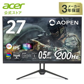 AOPEN ゲーミングモニター 27インチ 200Hz 0.5ms(GTG) フルHD IPS Agile-Splendor IPS 非光沢 sRGB 96% AMD FreeSync Premium HDR10 ゼロフレーム 超薄型 HDMI 2.0 DisplayPort v1.2 ブルーライト低減 VESAマウント対応 ディスプレイ 27KG3X1bmipx