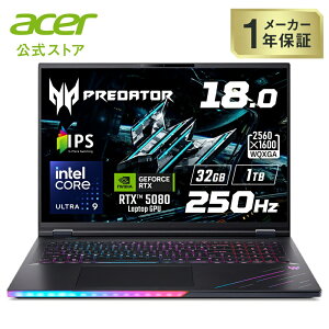 Acer Core Ultra 9 275HX RTX 5080 IPS Mini LED 32GB�������[ 1TB SSD 18�C���` WQXGA 250Hz ����� ��6���� AeroBlade 3D�t�@�� DCI-P3 100�� WiFi 7 Windows 11 �p���L�[�{�[�h �Q�[�~���O�m�[�g�p�\�R�� Predator Helios 18 AI PH18-