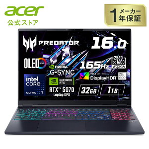 Acer �Q�[�~���O�m�[�g�p�\�R�� Predator Helios Neo 16S AI Core Ultra 7 255HX RTX 5070 32GB�������[ 1TB SSD 16�C���` WQXGA WiFi 6E �����L��LAN ���{��L�[�{�[�h PHN16S-71-F73Z57