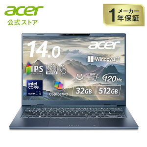 Acer �m�[�g�p�\�R�� Swift Go 14 AI �C���e�� Core Ultra 5 IPS ����� �^�b�`�f�B�X�v���C sRGB 100% WUXGA 16:10 32GB������ 512GB SSD 14�C���` 23.5���ԋ쓮 ���^�y�� 1.24kg Wi-Fi 7 ���{��L�[�{�[�h Copilot�{PC �X