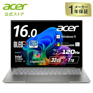 Acer Swift 16 AI �C���e�� Core Ultra X7 358H OLED ���� 2.8K DCI-P3 100% 120Hz �}���`�^�b�`�f�B�X�v���C 32GB������ 1TB SSD 16�C���` �p���L�[�{�[�h Copilot�{PC �X�g�[���E�H�b�V���O���C �m�[�g�p�\�R�� SF16-71