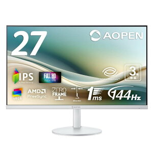 AOPEN ���j�^�[ 27�C���` �t��HD(1920×1080) IPS ����� 144Hz 1ms(TVR) sRGB 99% AMD FreeSync �[���t���[�� �����^ HDMI 1.4 �~�jD-Sub 15�s�� �X�s�[�J�[�E�w�b�h�t�H���[�q �u���[���C�g�ጸ �z���C�g 27SB3P1wmix