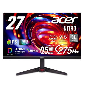 Acer �Q�[�~���O���j�^�[ Nitro 27�C���` WQHD IPS ����� 275Hz 0.5ms(GTG) AMD HDMI 2.1 DisplayPort v1.4 �X�s�[�J�[�E�w�b�h�t�H�� �[���t���[�� 3�N�ۏ�(�p�l����1�N) VG270UZ2bmiipx