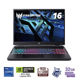 【20％OFF! 4/27 09:59まで】Acer Predator Helios Neo 16 PHN16-71-N73Z46 Windows 11 Intel Core i7 RTX 4060 Laptop GPU 32GBメモリー 1TB SSD 16.0インチ 16：10 WUXGA IPS 165Hz 3ms 非光沢パネル Wi-Fi 6対応 日本語キーボード