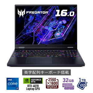 Acer Q[~O m[gp\R Predator Helios 16 Windows 11 Home Intel 14 Core i7 RTX 4070 Laptop GPU 32GB[ 1TB SSD 16C` 16F10 WQXGA Wi-Fi 7Ή 5AeroBlade 3Dt@eNmW[ ArTu