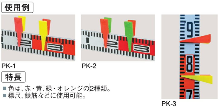 MYZOX マイゾックス ポイントクリップ PK-1（4個入） 赤黄 [現場写真 記録用品 標尺 鉄筋 目印] 現場監督