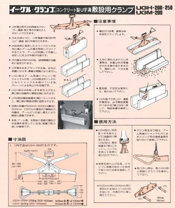 楽天市場】EAGLECLAMP イーグルクランプ U字溝蓋用クランプ UGH-200 