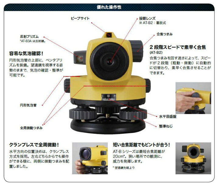 楽天市場】TOPCON トプコン AT-B2 オートレベル 32倍 測量 土木 建築  