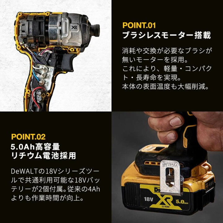 楽天市場】DeWALT(デウォルト) 18V XR Li-Ion ブラシレスインパクト 