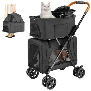 LPOTIUS �y�b�g�J�[�g ���� �㉺2�i�� �y�b�g�o�M�[ �����^�b�` �܂肽���� ���p�x�r�[�J�[ �R���p�N�g ���[�֗� 4�� �O��360°��] ��փu���[�L�t�� �y�� ���p�J�[�g ���^�� ���^�� ���L���p