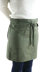 ショートエプロン ギャルソン ソムリエ 前掛け/B カーキ70 /ミドル ハーフ カフェ 男女兼用 黒 美容師 飲食 カフェ 業務用 介護 制服 ユニフォーム アウトドア キャンプ