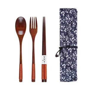 カトラリーセット スプーン フォーク スプーン付き 木製フォーク 多機能 食器 家庭用 ポータブル食器 キャンプ おしゃれ 和風 レストラン用 ディナーセット プレゼント 光沢感 ある 3点セッ