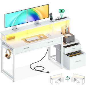 AODK �p�\�R���f�X�N �Q�[�~���O�f�X�N �����o���R���Z���g�t�� ��120/140cm �� pc�f�X�N �׋��� gaming desk LED�����j�^�[��t�� �I�t�B�X/�ݑ�[�N/�Q�[���p ���E����ւ��Ή�