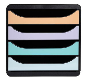 Exacompta �r�b�O�{�b�N�X ���^�[�P�[�X 4�i A4�Ή� �c�^ ���ރg���[ �u���b�N/�p�X�e���J���[