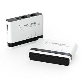 WAVLINK USB2.0 ワイヤレスプリントサーバ 10/100 MBPS LAN/ブリッジ付きWIFIプリントサーバ 480 MBPS USB 2.0有線/ワイヤレス/スタンドアロンモード対応 WINDOWS/MACとすべてのRAW対応プリンタに対応
