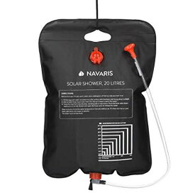 NAVARIS ポータブルシャワー 簡易シャワー 容量20L - ソーラー 温水 携帯式 水タンク キャンプ - サーフィン 海水浴 アウトドア 洗車 災害 - 600X410MM