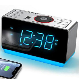 目覚まし時計 FMラジオ付きクロック デジタル時刻表示 輝度調整 ナイトライト付き&スヌーズ機能&12/24時間変更 デュアルアラーム USBポートアラーム 寝室/オフィス適用 LED時計 ITOMA CKS708