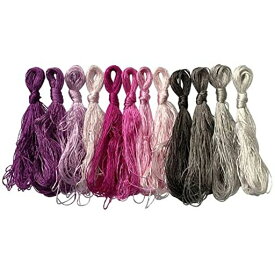 12本 絹糸 光沢きれい 刺しゅう糸 ソーイング糸 手縫い糸 12色 カラー糸 セット 20M/色 計240M (パープル)