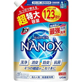 トップ ナノックス(NANOX)【大容量】トップ スーパーナノックス 蛍光剤・シリコーン無添加 高濃度 洗濯洗剤 液体 詰め替え 超特大1230G