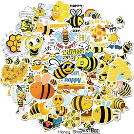 蜂ステッカー 50PCS かわいい動物ステッカー子供の蜂のテーマ パーティーの記念品、ビニール防水ハイドロ フラスコ ボトル電話スケート ボード ラップトップ荷物ステッカー パックの男の子の女の子のティーン キッズ