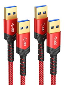 JSAUX USB 3.0 ケーブル【1M+2M 】2本セットUSB 3.0 A (オス) - A(オス) USB TO USBケーブル 金メッキコネクタ
