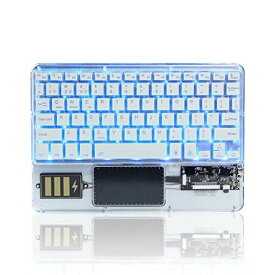 BLUETOOTH キーボード IPAD用 タブレット用 スマホ用 透明 マルチペアリング3台 タッチパッド付き バックライト付き USB充電 薄型 小型 コンパクト WINDOWS/IOS/ANDROID対応 (ホワイト)
