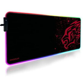 EXCOVIP RGB ゲーミングマウスパッド 大型 800*300*4MM マウスパッド 拡張 USB LED 発光 マウスパッド 7色の発光色 カラフル滑り止め ラップトップマットオフィスおよび家庭用デスクマット (RGBレッドレオパード)...