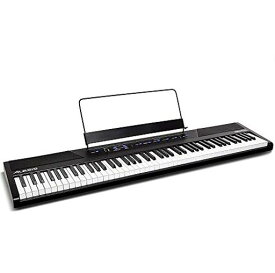 ALESIS 電子ピアノ 88鍵盤 初心者向け電子ピアノ スピーカー搭載 譜面台付き フルサイズ・セミウェイト鍵盤 自宅からオンラインレッスンが受講可能 RECITAL ブラック