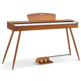 DONNER 電子ピアノ 88鍵 ハンマーアクッション鍵盤 3本ペダル スタンド アダプター付 日本語説明書 茶色 DDP-80