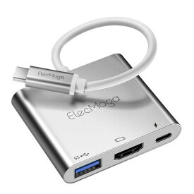 ELECMOGA TYPE-C - HDMIアダプター 4K USB3.0 + USB-C 高速充電ポートコンバーター MACハブ MACBOOK PRO AIR IPAD 2020 CHROMEBOOK DELL XPS ACER SAMSUNG
